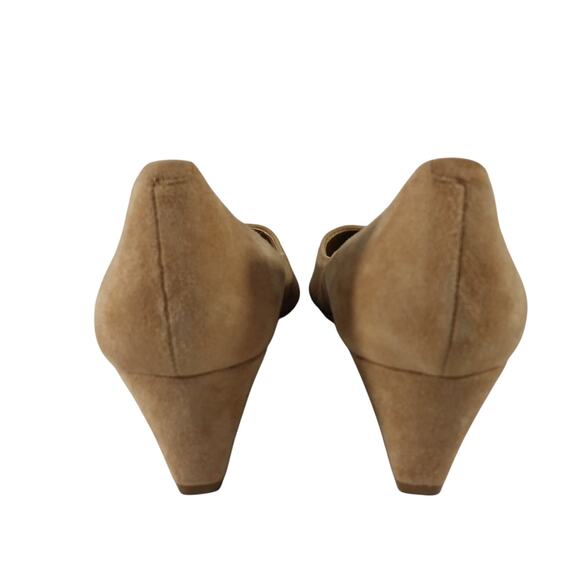 NWOT! TALBOTS! FAWN BEIGE/TAN GENUINE SUEDE LEATHER WEDGE HEEL PUMPS! SZ 9M - Picture 8 of 10